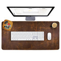 Leather Desk Pad (Real) Leather Desk Mat Set (32X16) Large Desk Cover Desk Blotter Desk Protector Computer Mat For Keyboard Gami