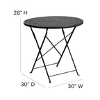 Flash Furniture Oia Commercial Grade 30" Round Black Indoor-Outdoor Steel Folding Patio Table