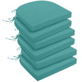 Downluxe Outdoor Chair Cushions Set Of 6 For Patio Furniture, Water-Resistant Patio Chair Cushions With Ties, High Density Foam