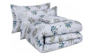 Cotton Double Bed Comforter Set, Grey Floral Print, 1 Comforter, 1 Bedsheet, 2 Pillow Covers