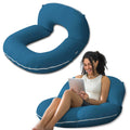 Insen Reading Pillow, Back Pillow For Sitting In Bed For Adults, Blue Jersey Cotton
