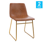 Flash Furniture Mid-Century Modern LeatherSoft Dining Chair, Light Brown, 2 Pack (ETER1834518LB)