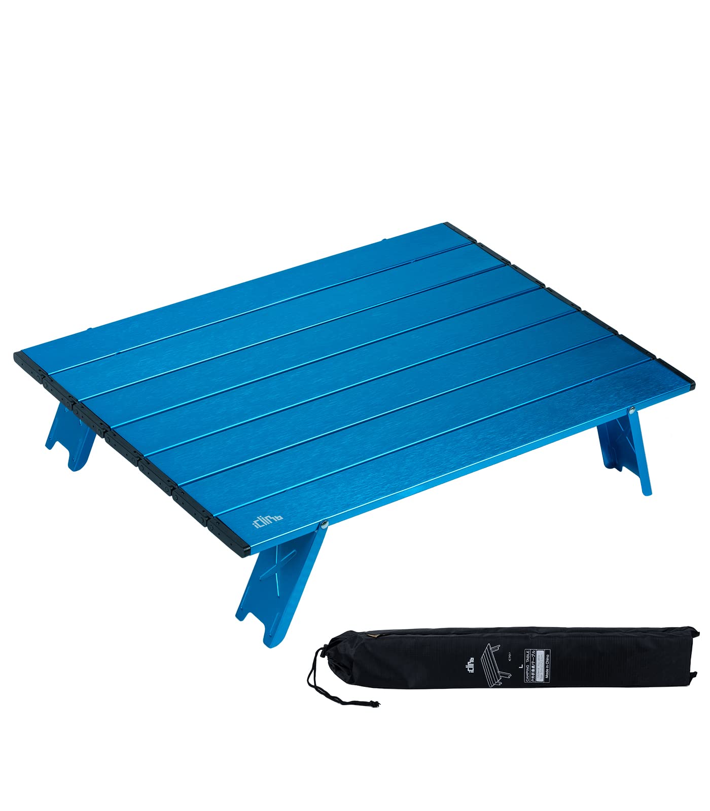 Iclimb Ultralight Compact Mini Beach Picnic Folding Alu. Table With Carry Bag, Two Size (Blue - L)