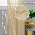Hiasan Sheer Curtains For Bedroom With Tiebacks, Grommet Light Filtering Lightweight Voile Window Curtains For Living Room, Kids' Room And Nursery, Taupe, W52 X L72, Set Of 2 Soft Drape Panels