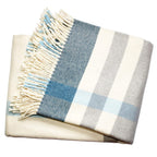 HomeRoots Cream/Blue Cotton/Acrylic Plush Multi Blue Plaid Throw Blanket with Tassels