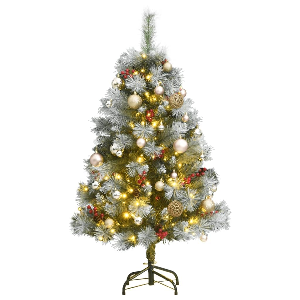 Vidaxl Artificial Hinged Christmas Tree 150 Leds And Ball Set, Modern Christmas Tree With Stand, Holiday Decoration Party Orname