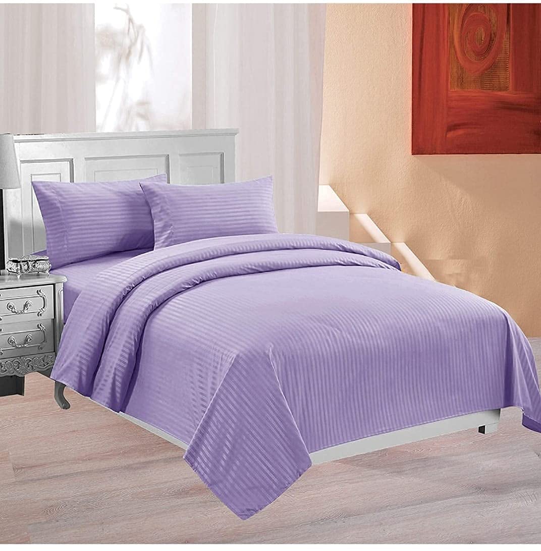 Anjali Overseas 400Tc Microfiber Satin Stripe Cotton Ac Comforter Set King Size Double Bed With 1 Flat Bedsheet90X100 Inch And 