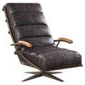 Acme Ekin Channel Tufted Accent Chair in Morocco Top Grain Leather