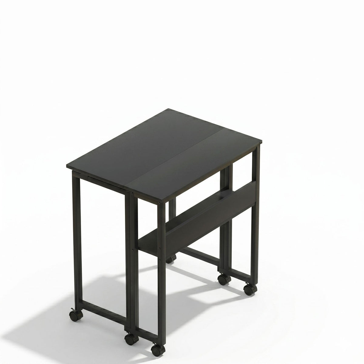 Woodipa Modern Foldable Laptop Table With Wheels | Space Saving Study Desk | Portable Writing Work Table | Mobile Laptop Stand |