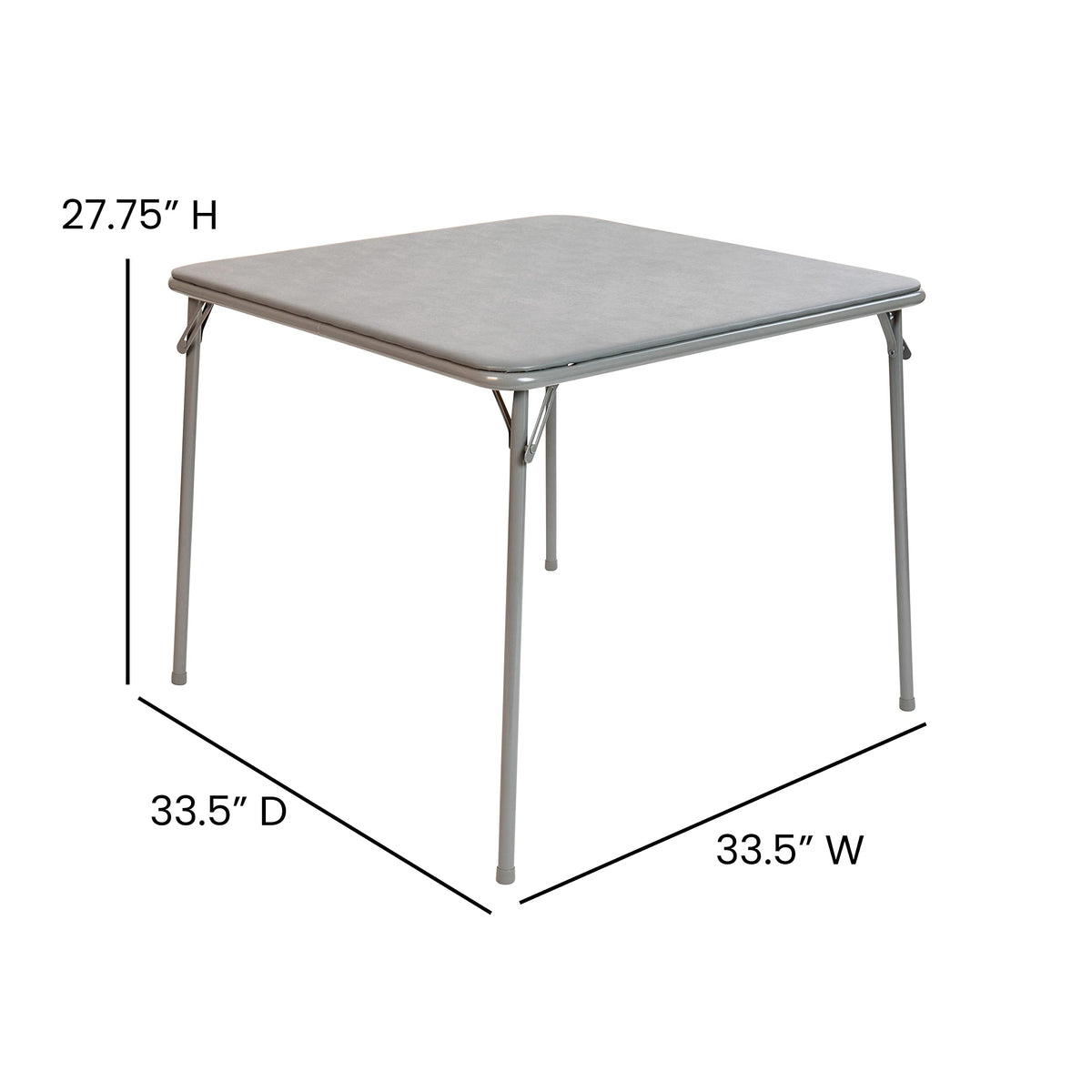 Flash Furniture Madelyn 33.5" Square Folding Multipurpose Card Table with Padded Vinyl Top, Portable Folding Game Table for 4 Players, Gray