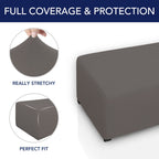 Purefit Super Stretch Soft Form Fit Ottoman Cover Rectangle - Ottoman Slipcovers For Foot Stool & Folding Storage Furniture For Living Room With Nonslip Elastic Bottom (Small, Taupe)