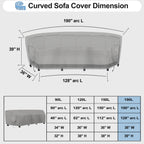 Outdoorlines Waterproof Curved Outdoor Sectional Cover - Uv Resistant Windproof Patio Sectional Sofa Covers For Deck, Lawn And Backyard, Heavy Duty Furniture Covers (190Lx36Dx39Hx128Fl, Gray)