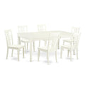 East West Furniture DOLG7-LWH-W 7 Piece Kitchen Table & Chairs Set Consist of a Rectangle Dining Room Table with Butterfly Leaf and 6 Dining Chairs, 42x78 Inch, Linen White