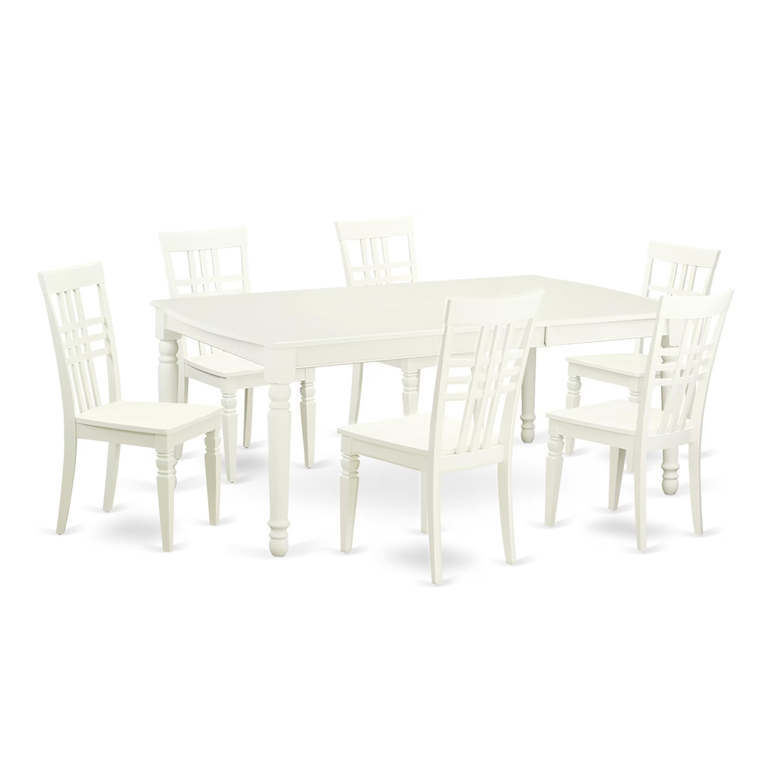 East West Furniture DOLG7-LWH-W 7 Piece Kitchen Table & Chairs Set Consist of a Rectangle Dining Room Table with Butterfly Leaf and 6 Dining Chairs, 42x78 Inch, Linen White