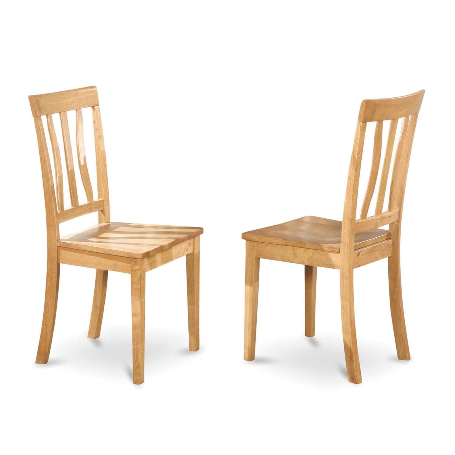 East West Furniture DLAN5-OAK-W 5 Piece Kitchen Table Set for 4 Includes a Round Dining Room Table with Dropleaf and 4 Solid Wood Seat Chairs, 42x42 Inch, Oak