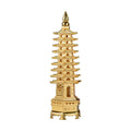 BRABUD 5.1 Alloy Fengshui 9 Level Pagoda Wenchang Tower Statue Protection Business Rises Desk Decor Collectible Golden Color Z