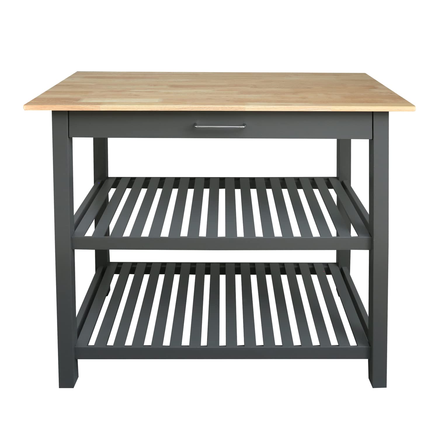 Casual Home Kitchen Island With Solid American Hardwood Top, Slate Gray, 40&Quot; W (373-932)