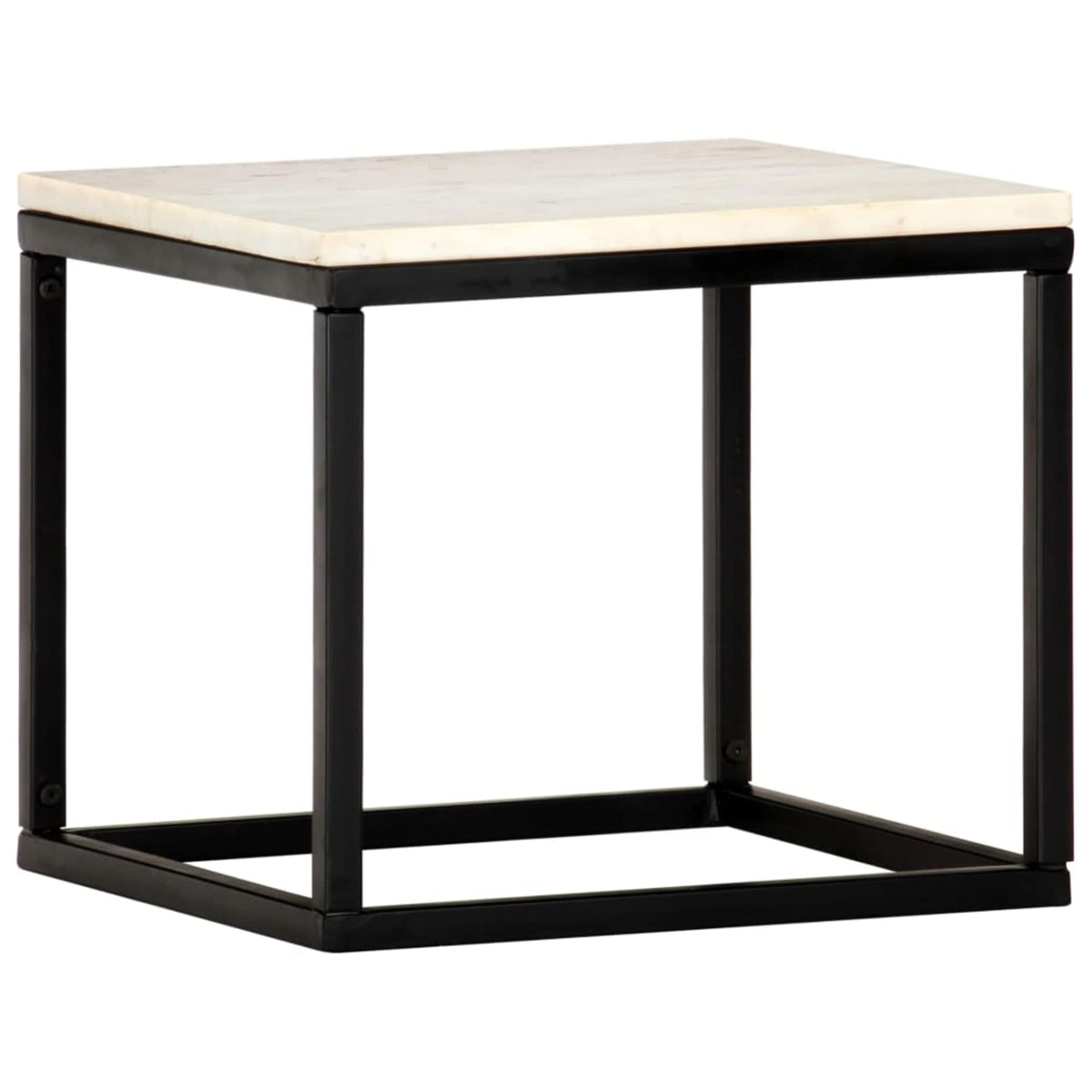 vidaXL Coffee Table White 15.7x15.7x13.8 Real Stone with Marble Texture