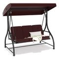 3-Seat Patio Swing Chair Outdoor Porch Swing With Adjustable Canopy, Patio Swings Glider With Removable Cushion For Porch, Backy
