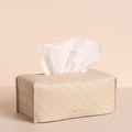 OLETHA Aesthetic Rectangle Tissue Box Cover, Medium Flat Box Tissues Holder Rectangular, Woven Textured, Light Taupe