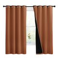 Nicetown Burnt Orange 100% Blackout Lined Curtains, 2 Thick Layers Completely Blackout Window Treatment Thermal Insulated Drapes
