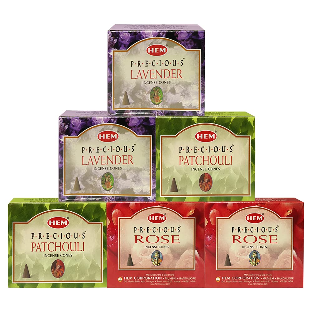 Lavender Patchouli Rose Incense Cones & Holder Bundle Variety Pack From Hem Trumiri Insense Insence