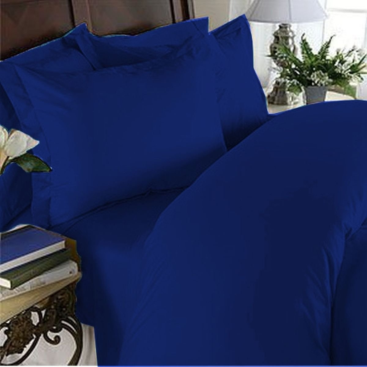 Elegant Comfort 4 Piece 1500 Thread Count Luxury Silky Soft Egyptian Quality Coziest Sheet Set, Queen, Royal Blue