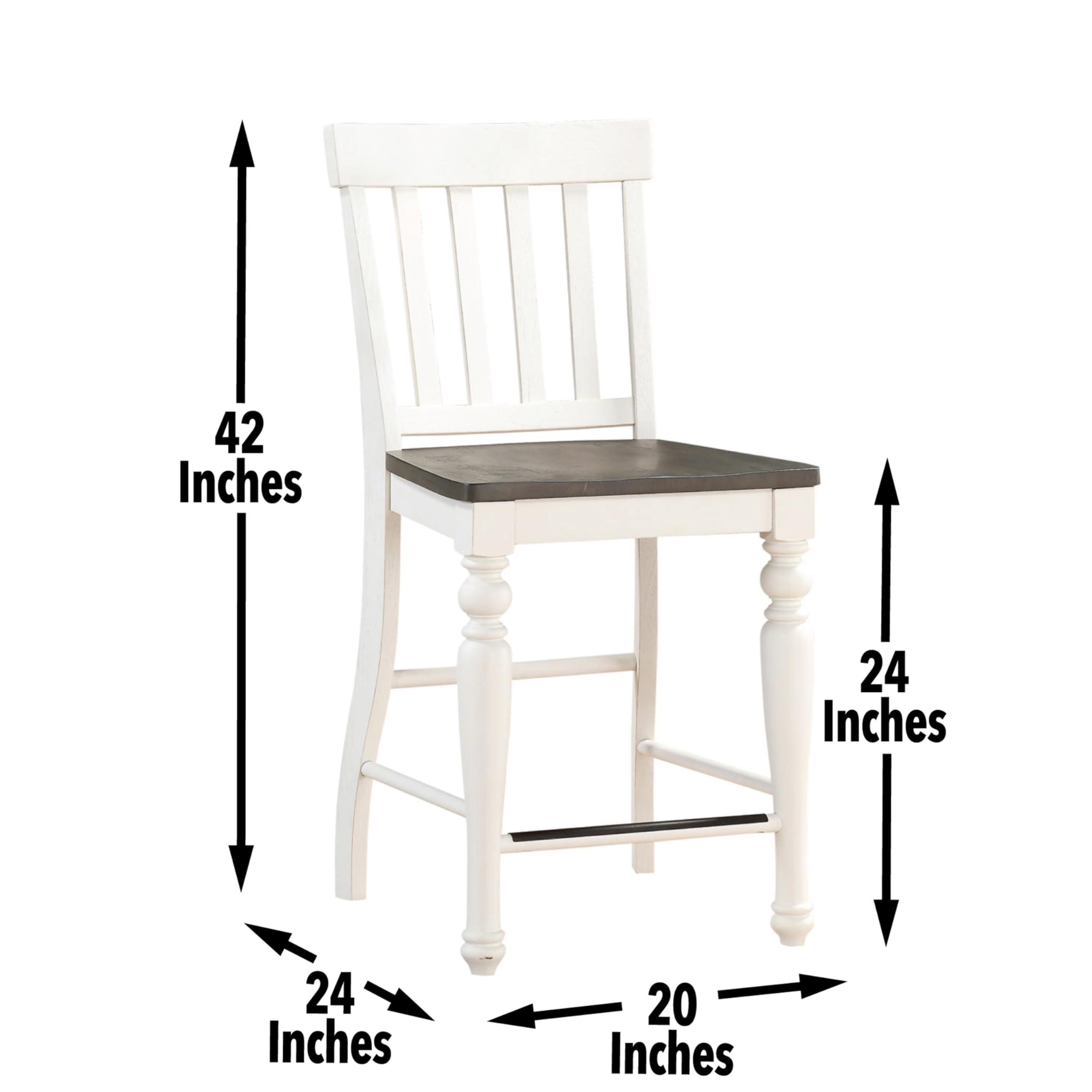 Steve Silver Co Joanna Two Tone Counter Farmhouse Chair, 24-Inch Seat Height, Schoolhouse Style, Dining Room, Kitchen, Acacia Veneers, Counter Height, 23.5" D x 20" W x 42" H, White/Ivory, Brown