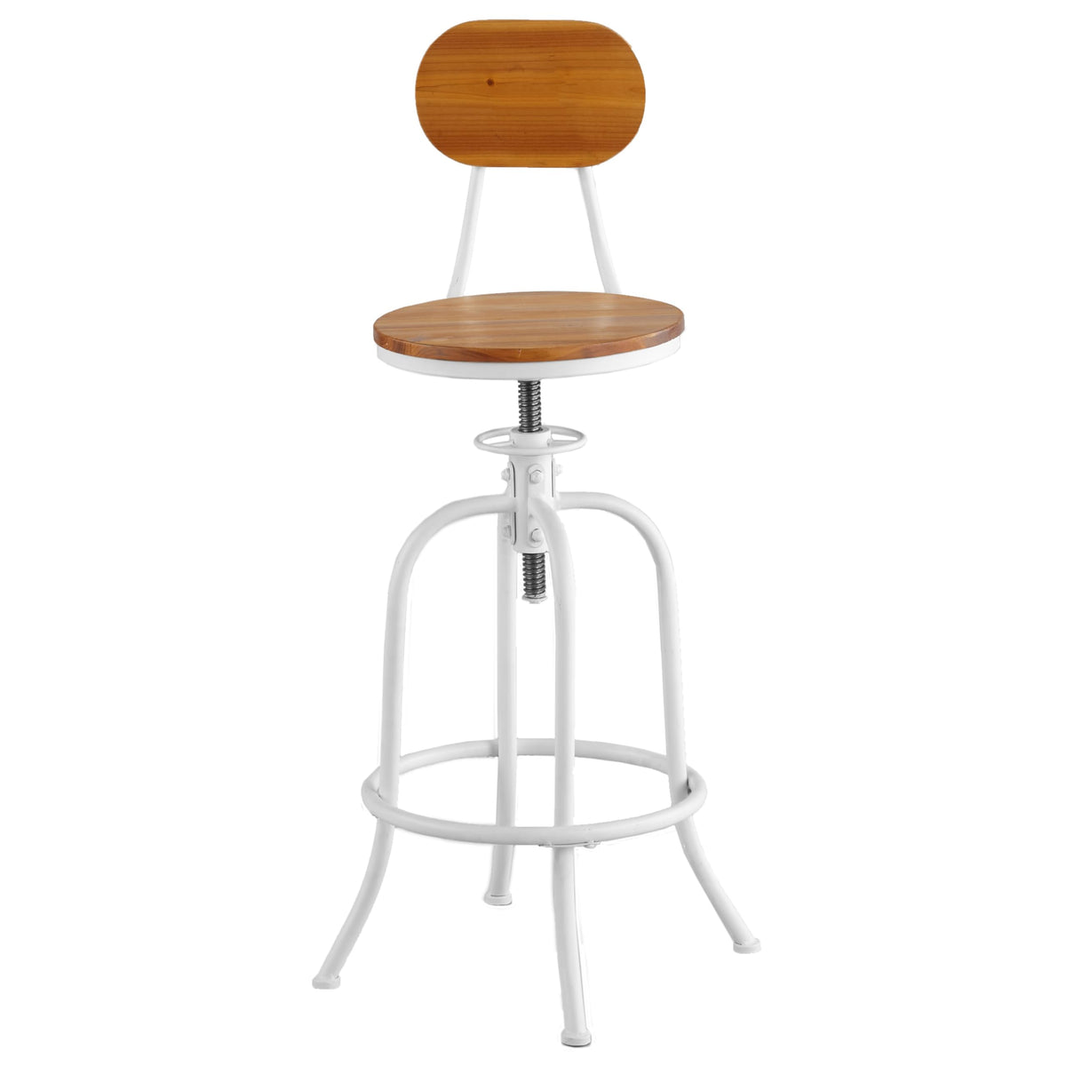 Adjustable Swivel Stool with Back  White