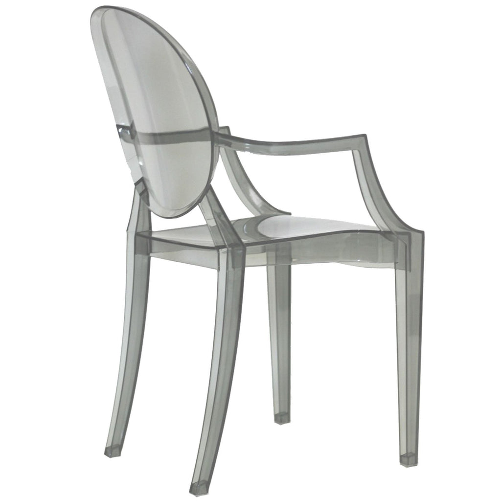 Modway Casper Modern Acrylic Stacking Two Dining Armchairs In Smoke