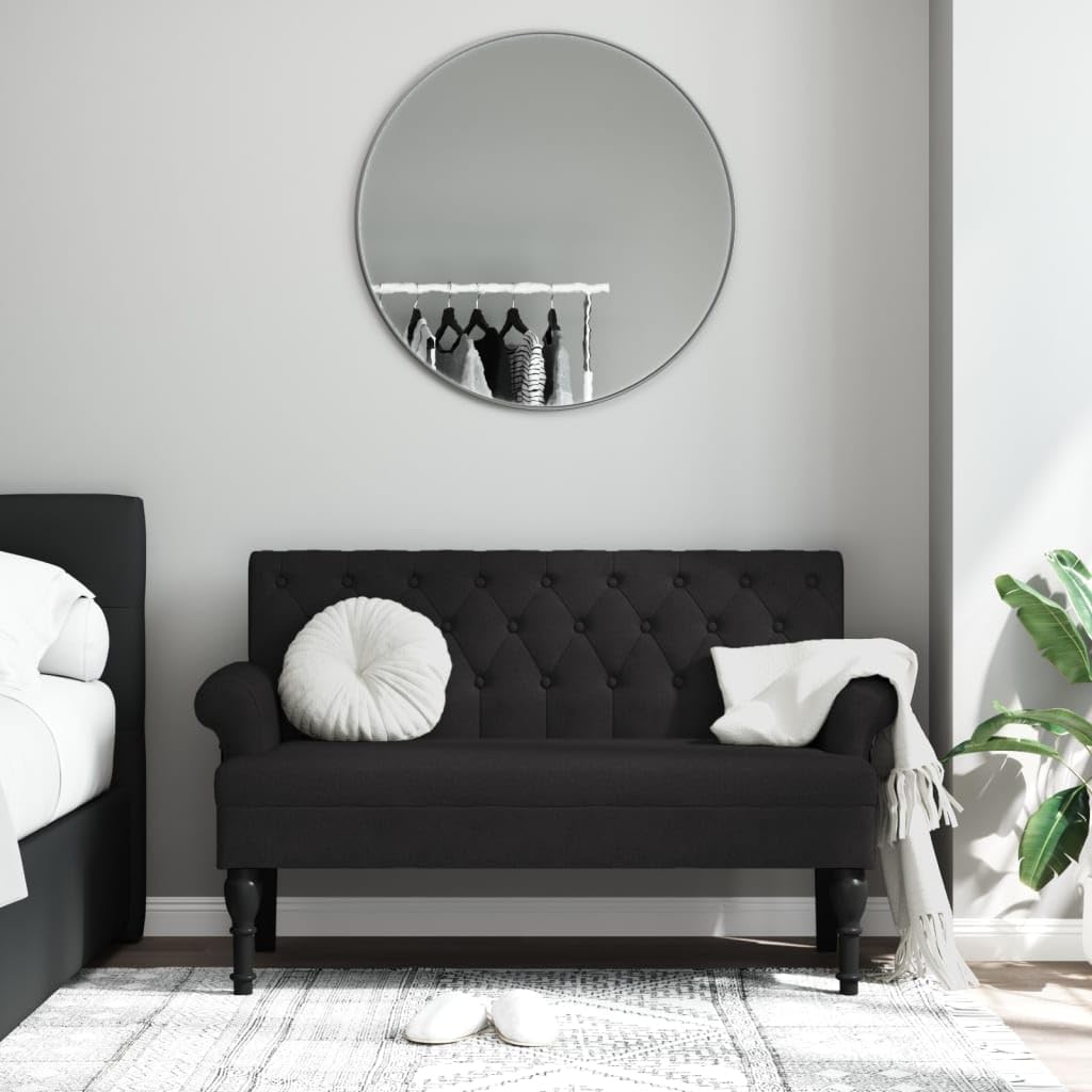 vidaXL 47" W Small Loveseat, Fabric Chesterfield Sofa with Button Tufting & Rolled Armrests for Small Spaces, 2 Seater Couch for Living Room & Bedroom, Black