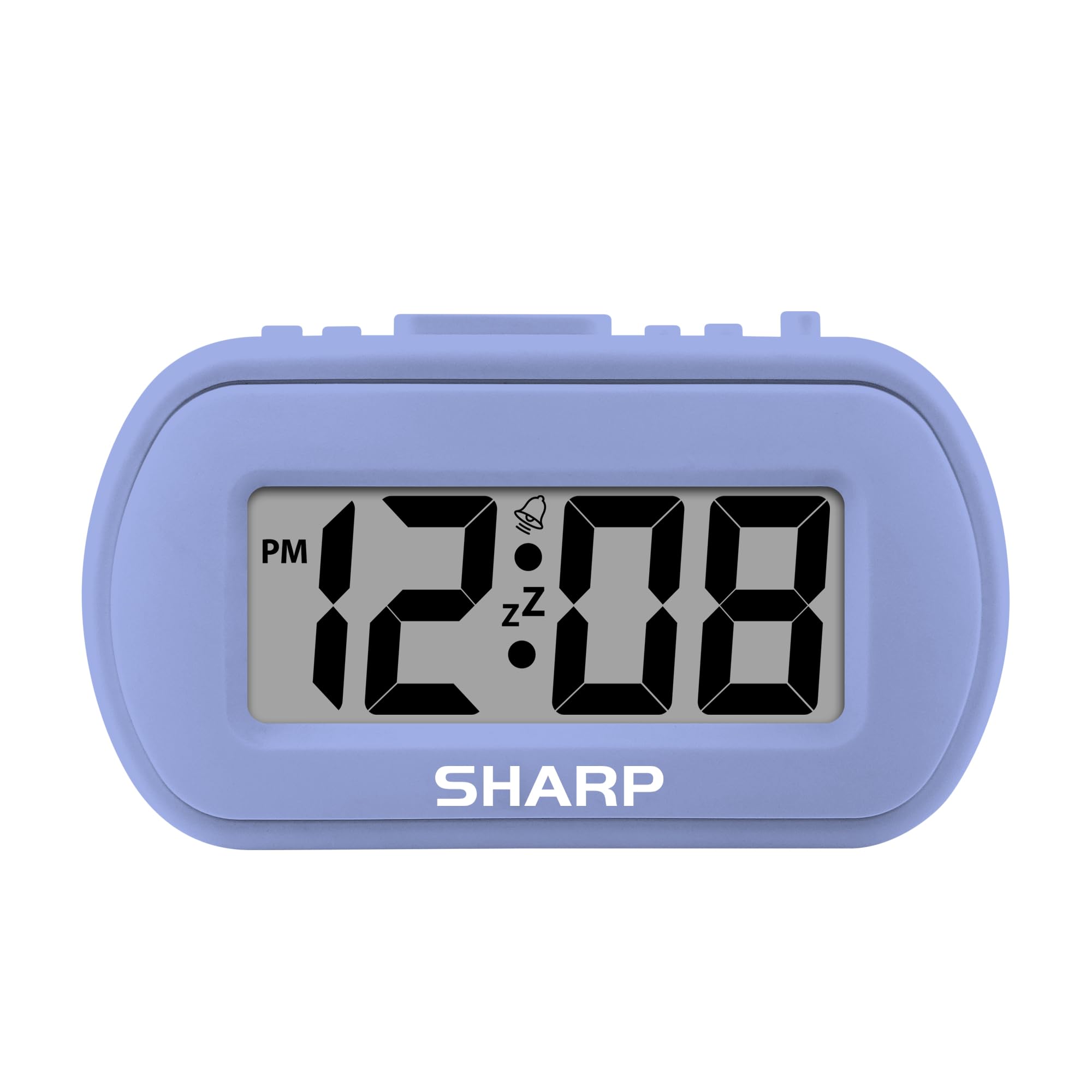 SHARP Digital Alarm Clock - Tactile Plastic Case with Soft Rubberized Finish - Battery Operated - Blue Backlight on Demand - Asc