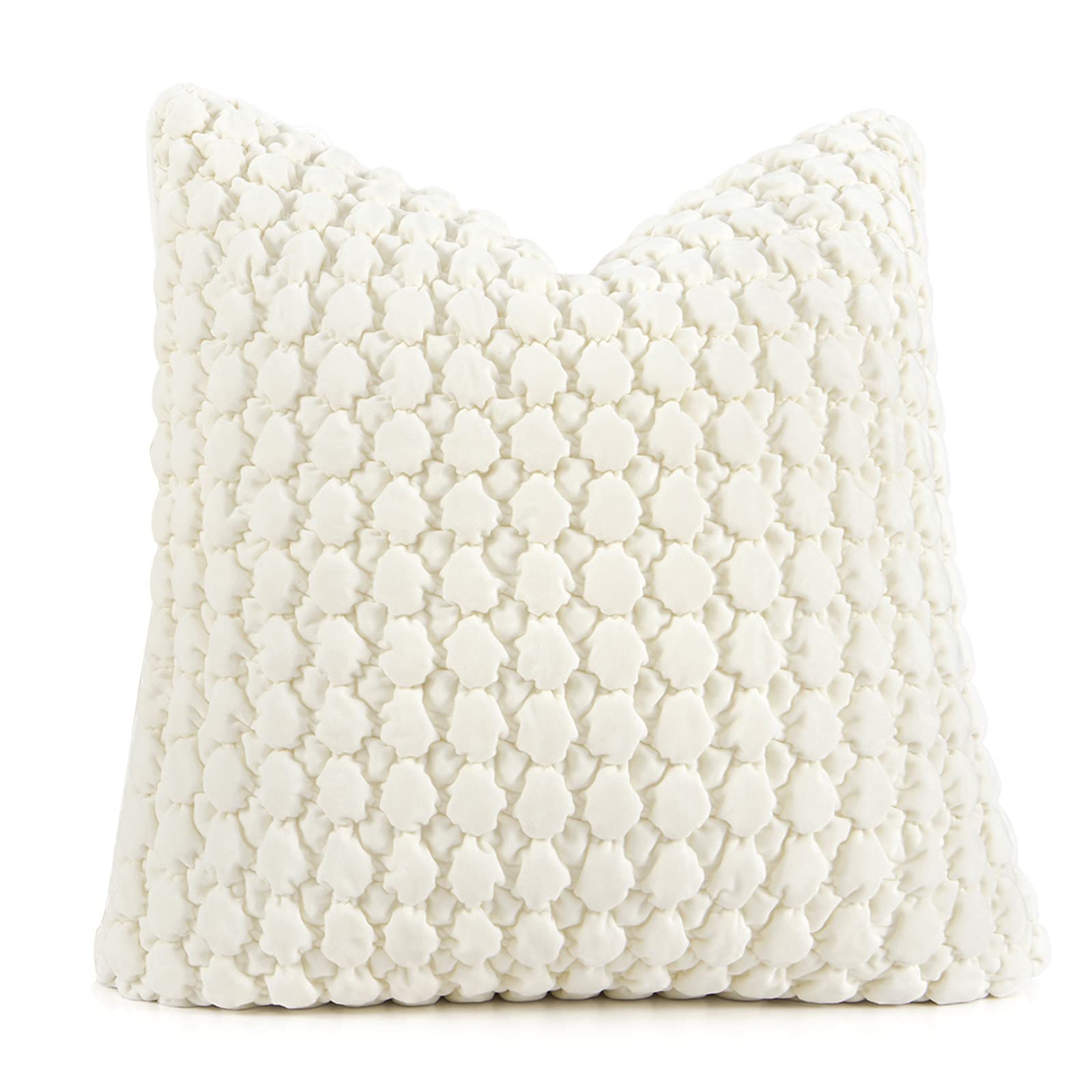 Cocoploceus 1 Piece Euro Sham Boho 26X26 Pillow Covers Cream Decorative Farmhouse Euro Shams Velvet Square Cushion Covers Soft B