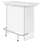 Coaster Home Furnishings Acosta Rectangular Bar Unit with Footrest and Glass Side Panels, White