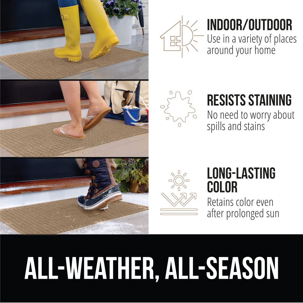 Gorilla Grip Ultra Absorbent Moisture Guard Doormat, Absorbs Up To 1.7 Cups Of Water, Stain And Fade Resistant, Spiked Rubber Backing, All Weather Mats Capture Dirt, Indoor Outdoor, 29X17, Beige