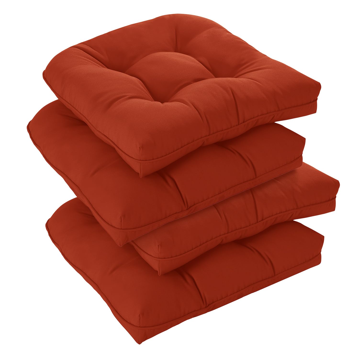 Downluxe Outdoor Chair Cushions Set Of 4 For Patio Furniture, Waterproof Tufted Overstuffed Patio Furniture Cushions, Memory Foa