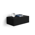 Mobili Fiver, Riccardo Floating nightstand, Ashwood Black, 17.7 x 9.8 x 6.1 , Laminate-Finished, Modern Bedside Table, End Table