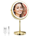 AMZNEVO Rechargeable 8   Lighted Makeup Mirror, 1X 10X Magnifying Vanity Mirror with 3 Color LED Lights, Touch Sensor Adjust B