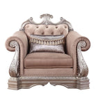 Acme Northville Upholstered Chair with 1 Pillow in Velvet and Antique Silver