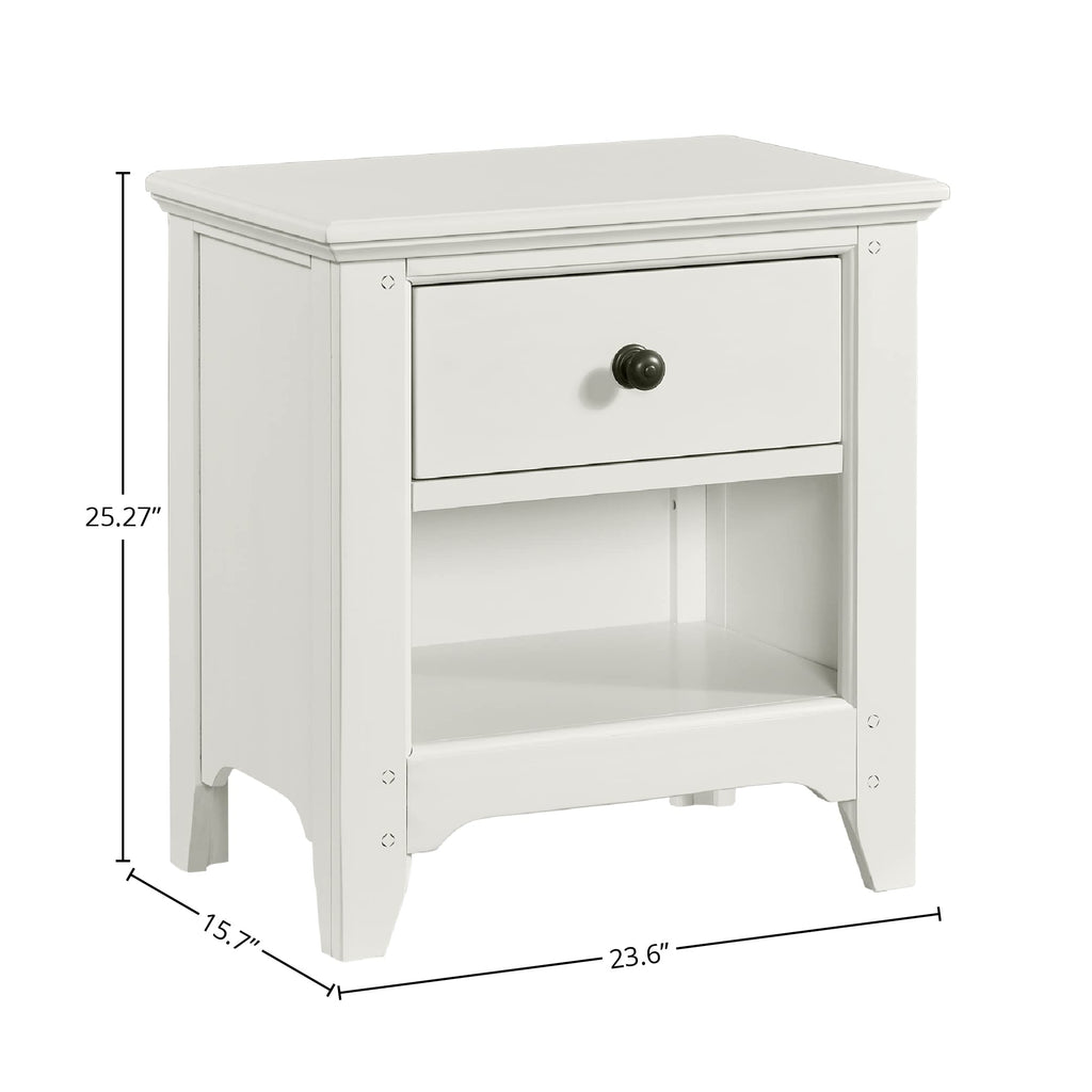 Intercon Tahoe Youth Wooden Farmhouse Drawer, Seashell Nightstand
