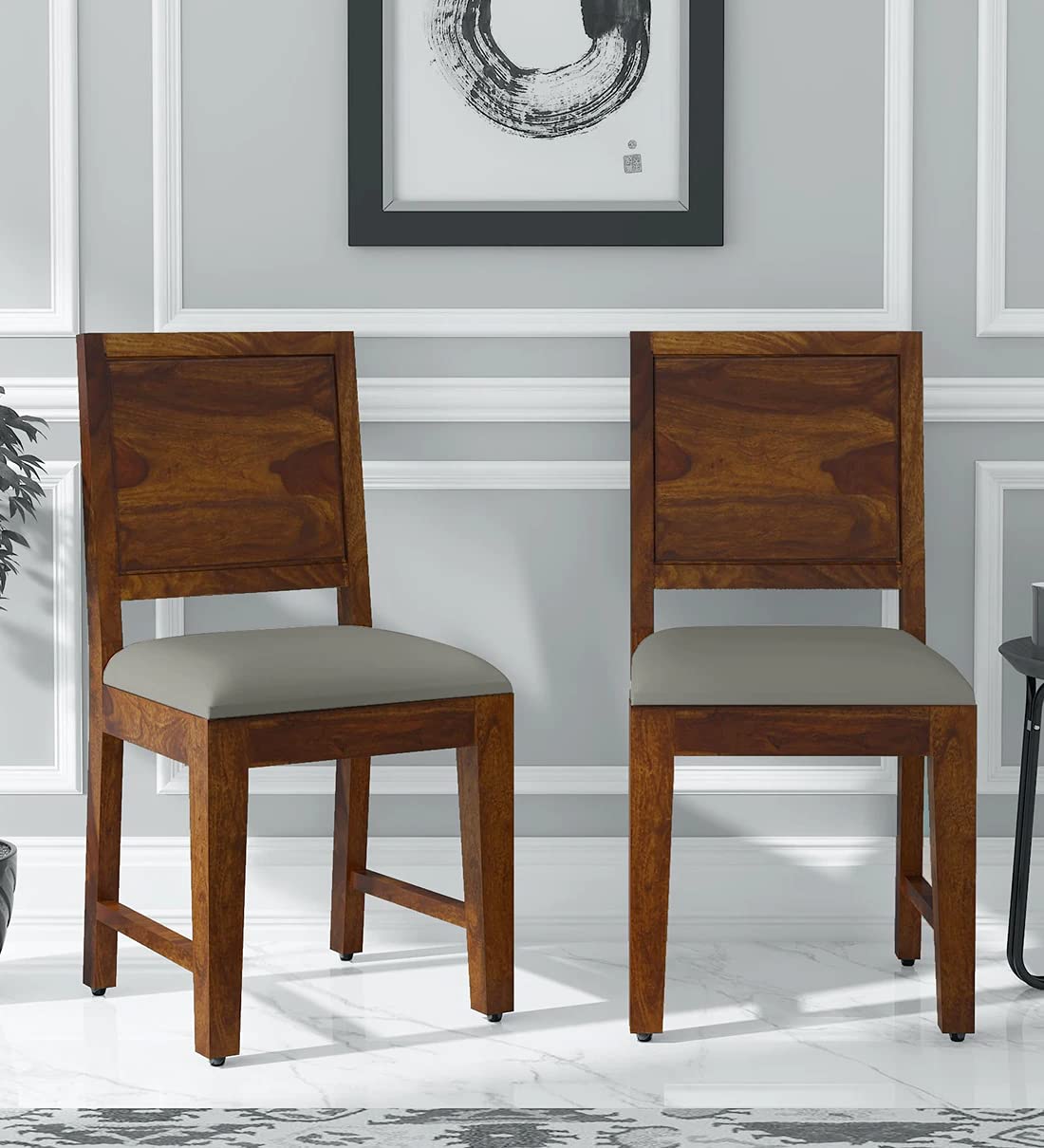 Combat Furniture Sheesham Wood Dining Chairs Set Of 2 For Dining Room Furniture || Wooden Chairs Set With Cushion For Living Roo