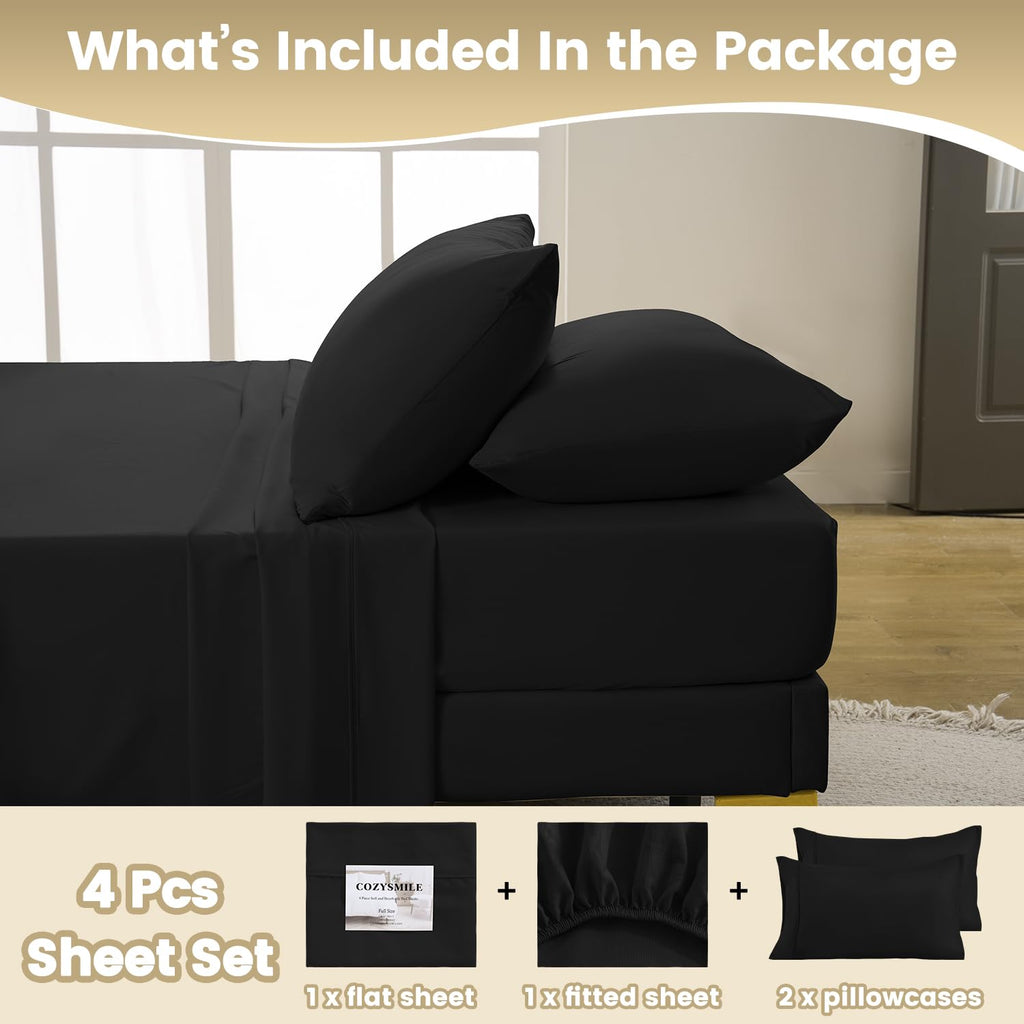 Cozysmile California King Size Sheet Set - Luxury 4 Piece Breathable Soft Sheets For King Size Bed, 16'' Deep Pocket Wrinkle Fre