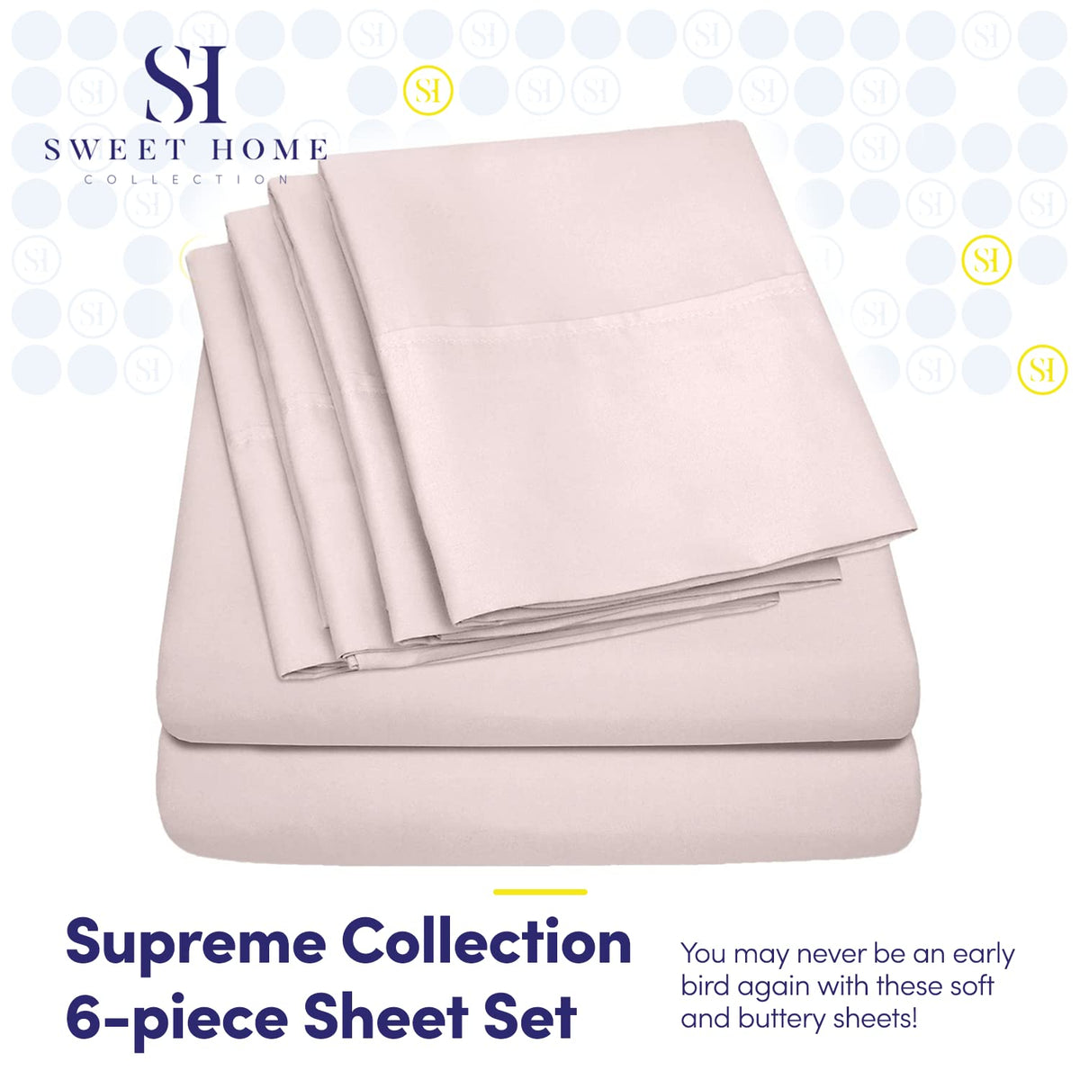 King Size Bed Sheets - 6 Piece 1500 Supreme Collection Fine Brushed Microfiber Deep Pocket King Sheet Set Bedding - 2 Extra Pillow Cases, Great Value, King, Pale Pink