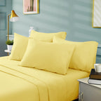 Bysure 6 Pieces Bed Sheets Set(King, Yellow) - Hotel Luxury Super Soft 1800 Thread Count 100% Microfiber Sheets With Deep Pocket