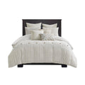 MADISON PARK SIGNATURE Queen Comforter Set Clipped Jacquard Stripes with Buttons Boho Comforter for a Queen-Size Bed, Cotton Ove