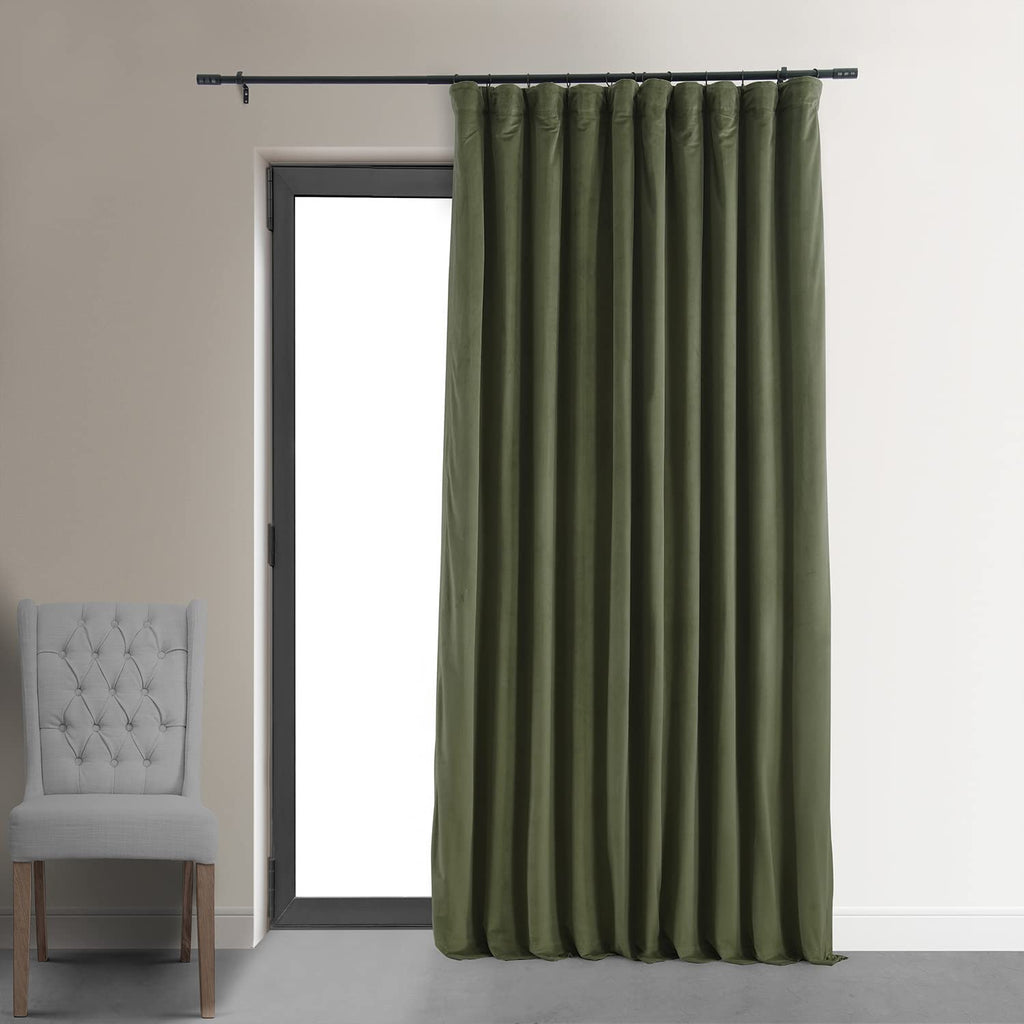 Hpd Half Price Drapes Signature Velvet Thermal Blackout Curtains For Living Room 120 Inch Long (1 Panel) Rod Pocket Insulated Blackout Curtains For Bedroom Window Curtains, 100W X 120L, Hunter Green