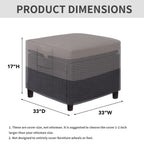 Easy-Going Outdoor Ottoman Cover, Waterproof Patio Ottoman Cover, Heavy Duty Outdoor Furniture Cover With Padded Handles (33'X33'X17', Gray/Dark Gray)