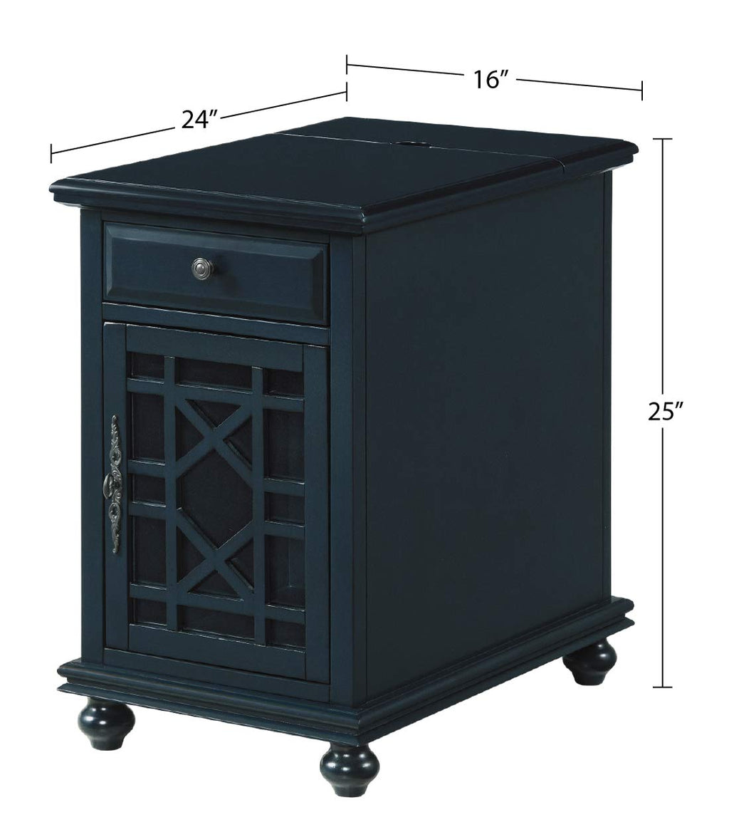 Martin Svensson Home Elegant Chairside End Table with Power, Catalina Blue