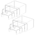 NIUBEE Acrylic Display Risers Stand 2 Sets,3 Steps Clear Riser Shelf Showcase for Amiibo Funko POP Figures -3x3x4