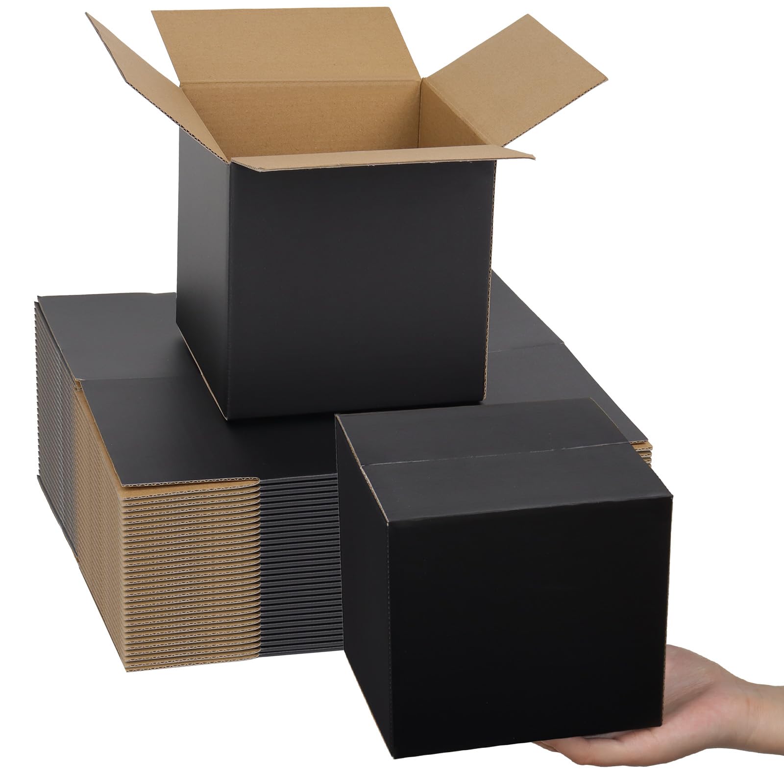 Small Shipping Boxes 6X6X6 Inches, 30 Pack Black Corrugated Cardboard Boxes, Cube Mailer Boxes For Small Business Packaging Mail